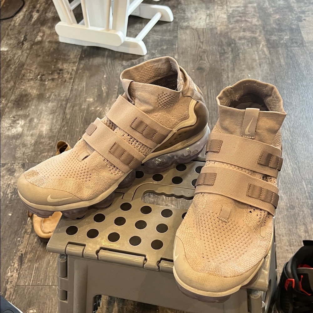 Nike Taupe Strap Sneakers
